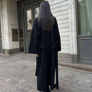 New NWT Black Long Textured Plush Cardigan Pockets Belted Nordstrom Size Small